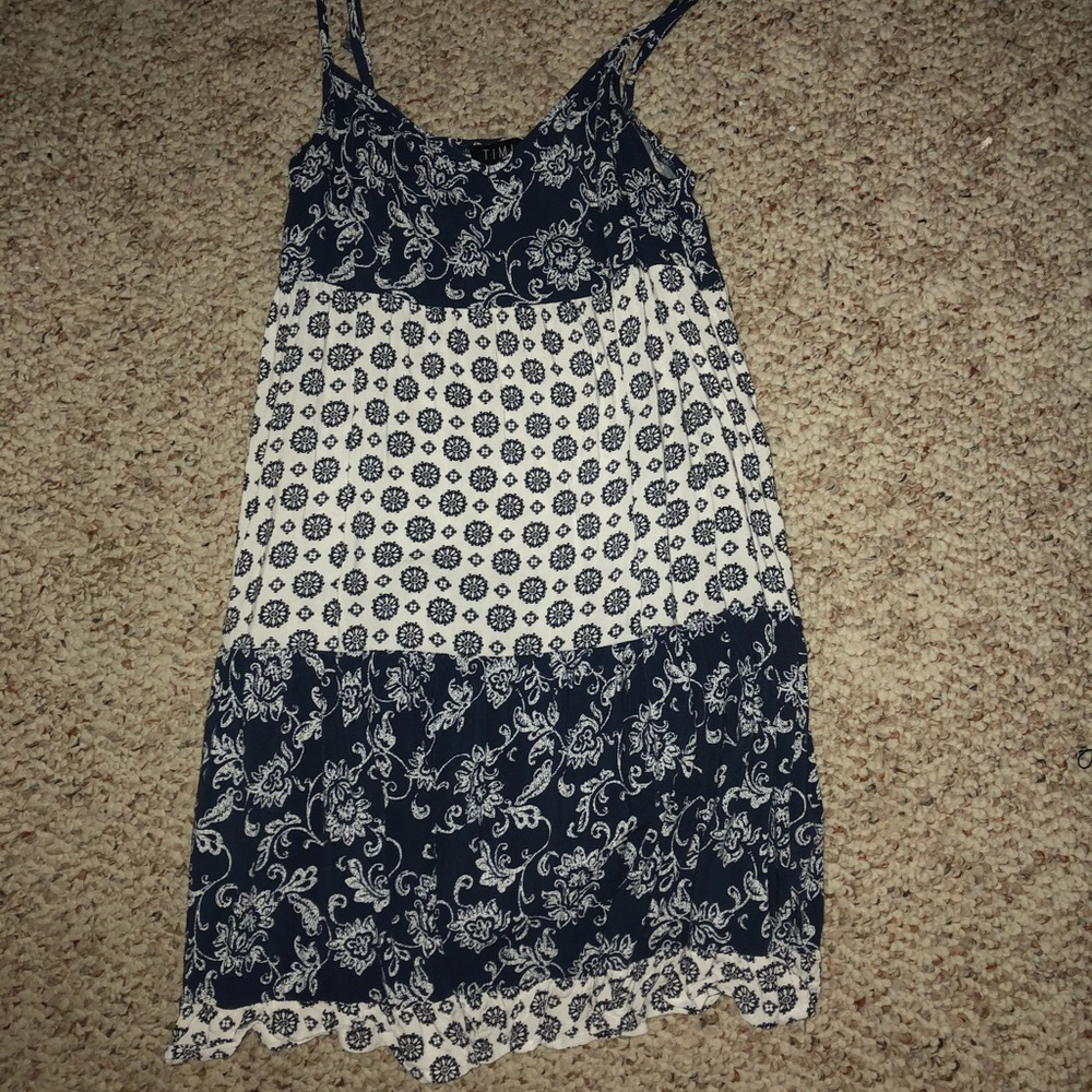 navy and white dress